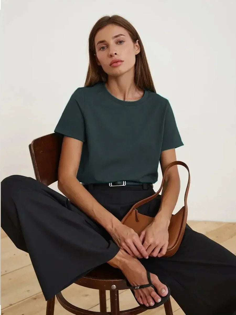 T-shirt d'été 100 % coton pour femmes