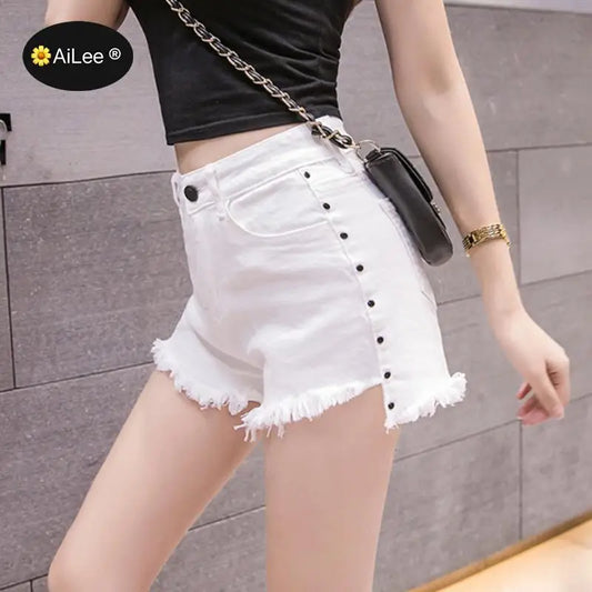 Short en Jean Blanc Femme – Taille Haute