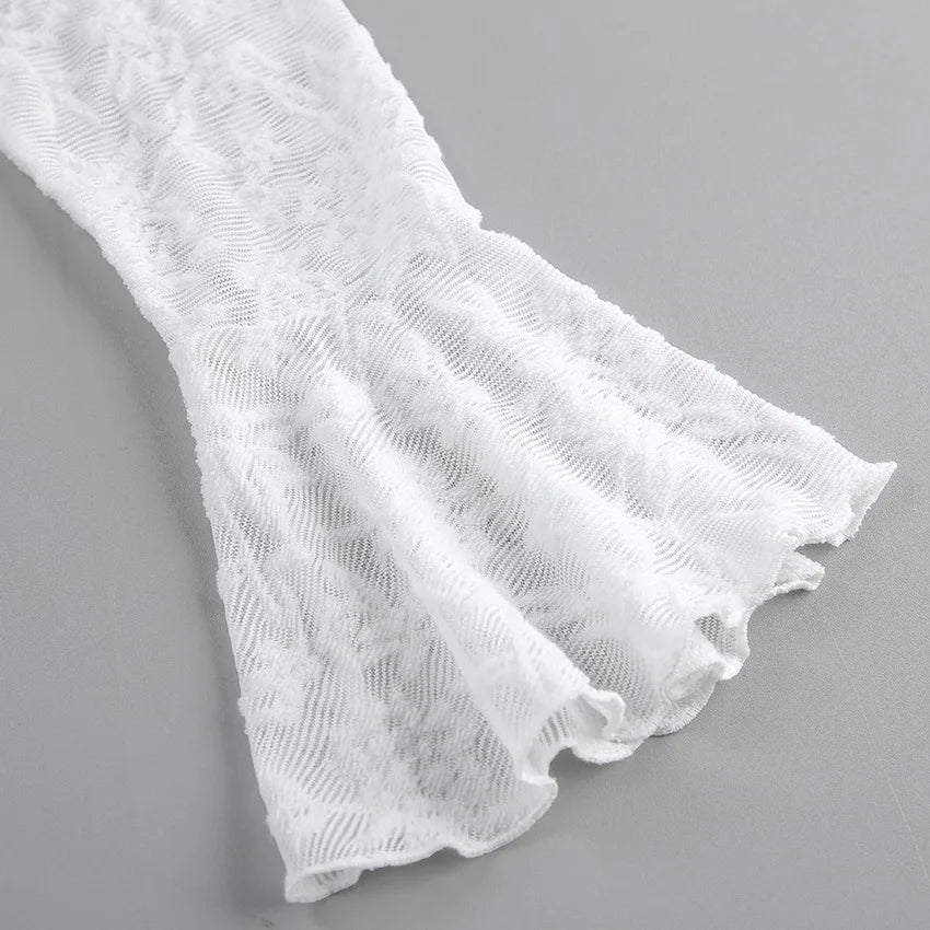 Chemisier en dentelle transparente blanche pour femmes