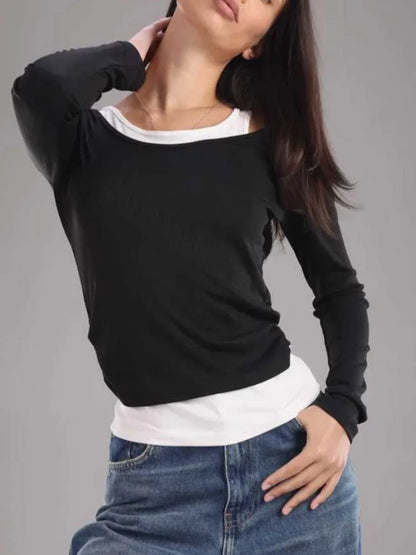 T-Shirt Femme – Manches Longues et Coupe Décontractée