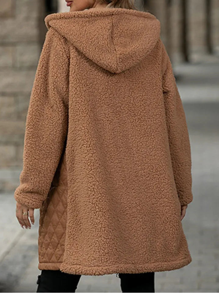Manteau en peluche avec capuche pour femmes