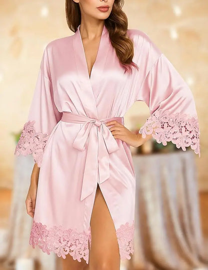 Robe de Nuit en Dentelle Femme – Manches Courtes
