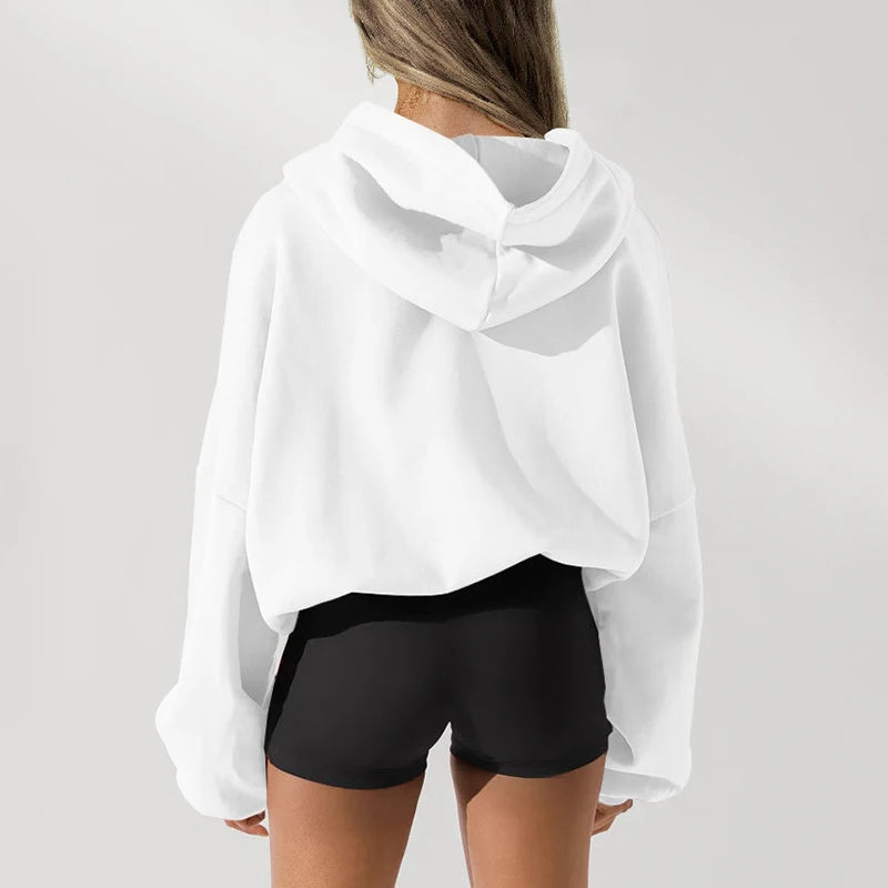Veste de sport à capuche grise ample américaine pour femmes