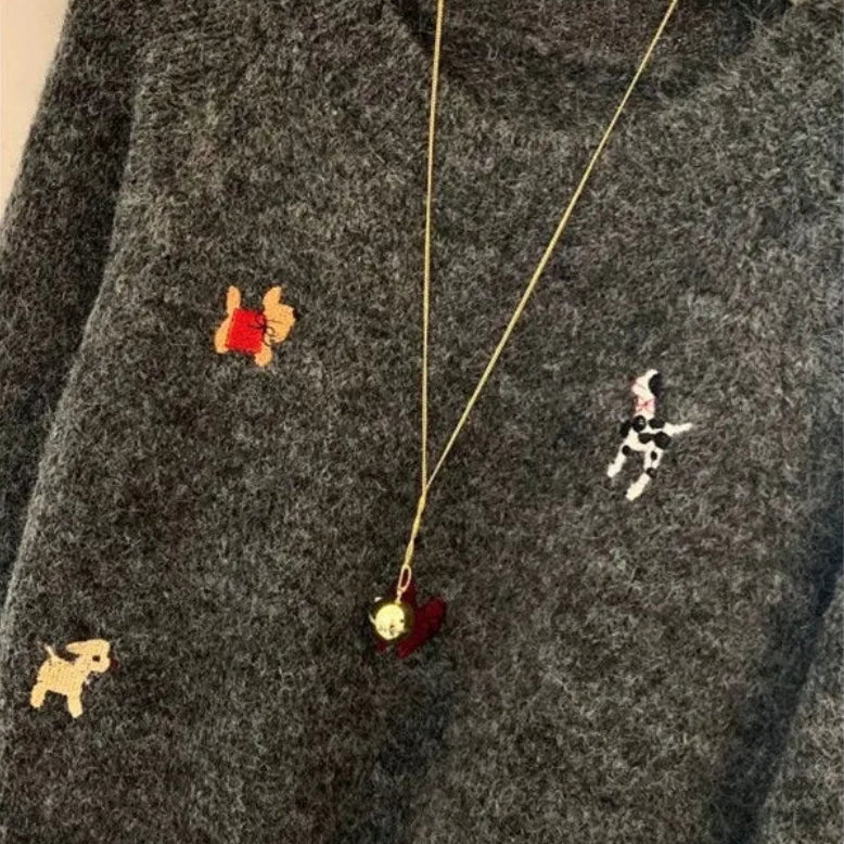 Pull à col rond brodé pour femmes