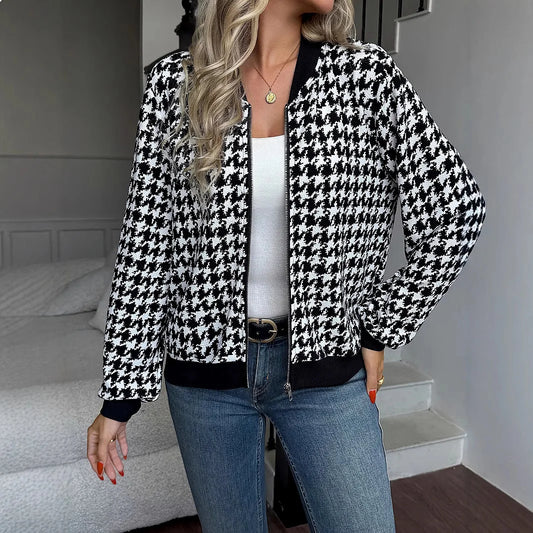 Veste Zippée Femme – Motif Carreaux