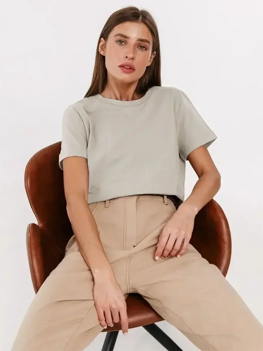 T-shirt d'été 100 % coton pour femmes