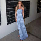 Robe longue bustier à pois, sans manches pour femmes