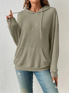 Pull en tricot à capuche rayé et manches longues pour femmes