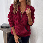 Sweat-shirt court en Jacquard à revers pour femmes
