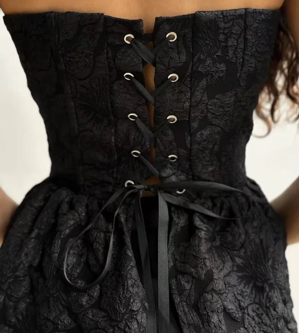 Débardeurs Top sans bretelles en jacquard vintage pour femmes