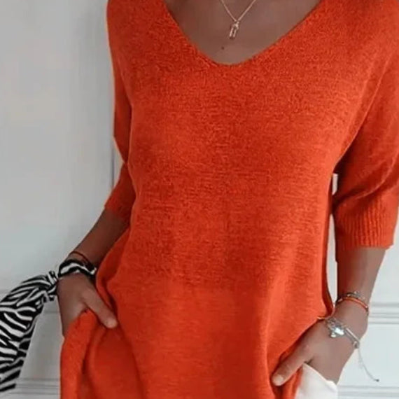 Pull décontracté à col en V pour femmes