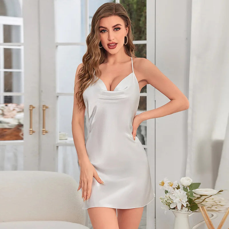 Nuisette d’Été Femme – Effet Soie et Dos Nu Croisé