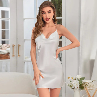 Nuisette d’Été Femme – Effet Soie et Dos Nu Croisé
