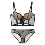Ensemble soutien-gorge push-up avec dentelle et culotte pour femmes
