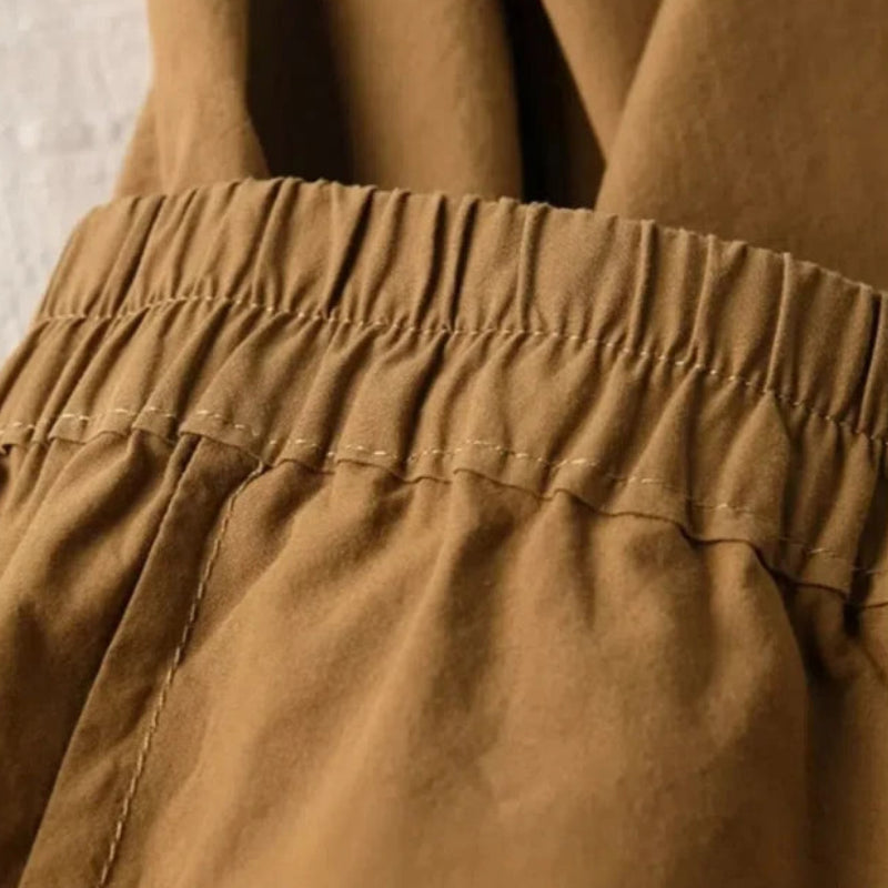 Pantalon cargo taille haute élastique pour femmes