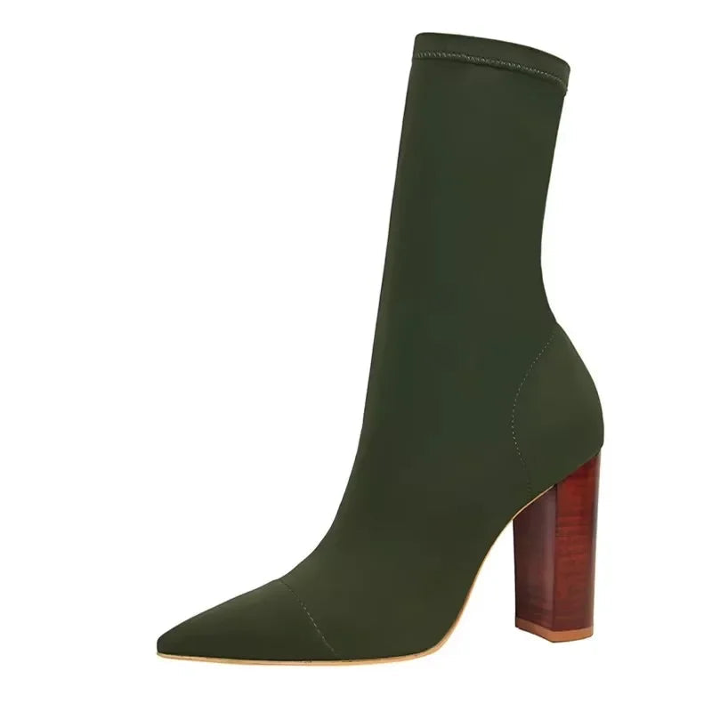 Bottine à talons hauts carrés pour femmes