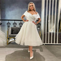 Robe de mariée courte trapèze à paillettes pour femmes