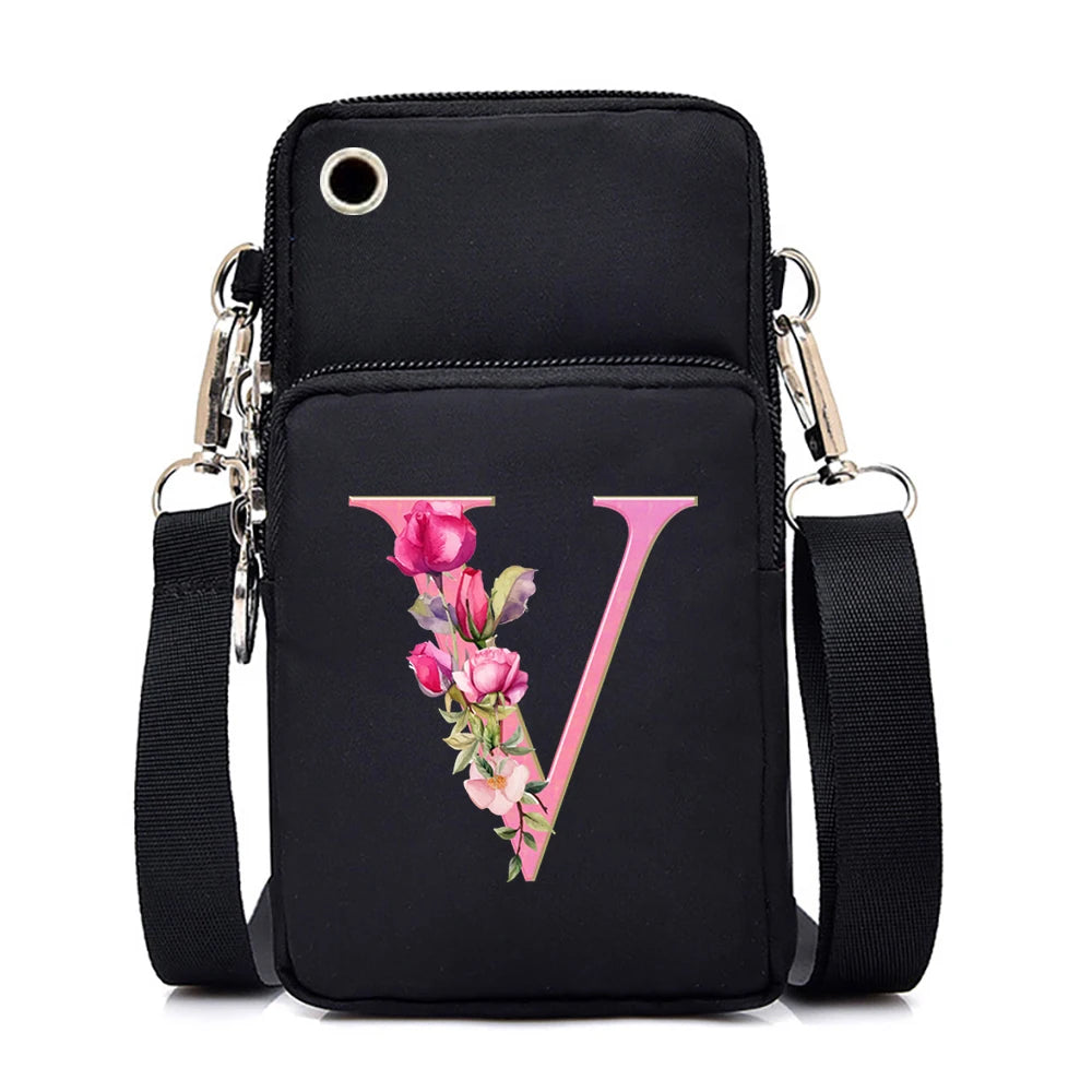 Sac à bandoulière série lettres Sakura rose pour téléphone portable pour femmes
