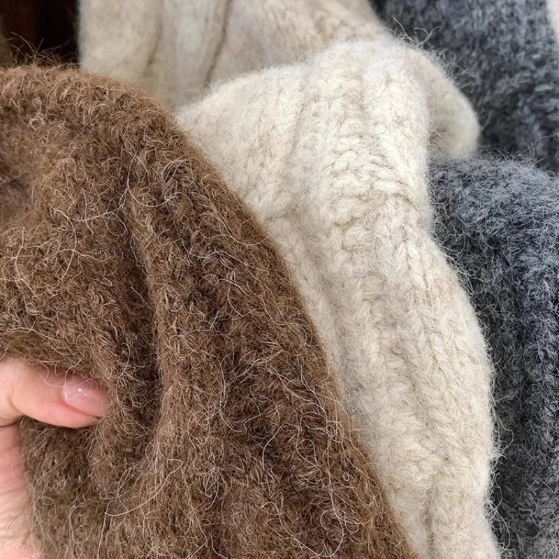 Pull à fermeture éclair et col rabattu pour femmes
