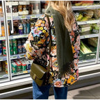 Manteau vintage en coton imprimé floral pour femmes