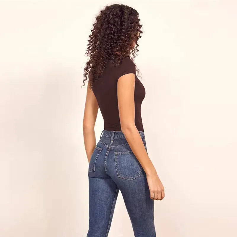 Body à manches courtes et col rond pour femmes
