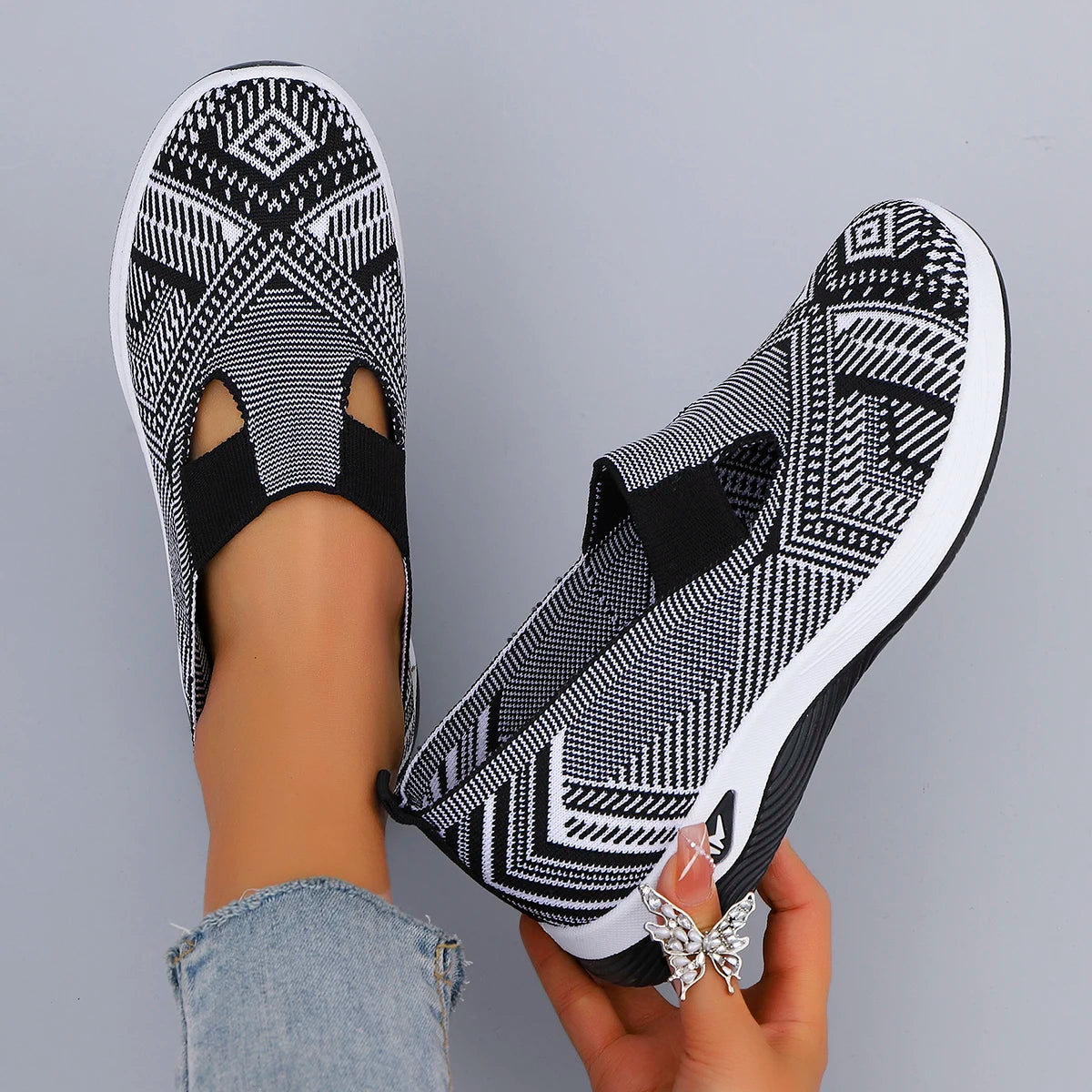 Chaussures plates d'été en maille respirante pour femmes