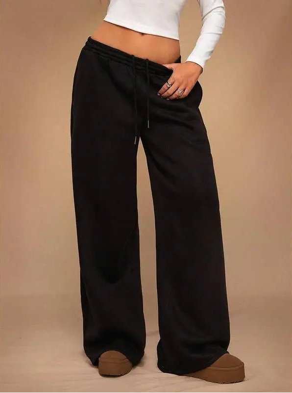 Pantalon large en molleton élastique avec doublure polaire pour femmes