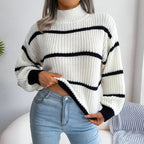 Pull en maille décontracté à rayures pour femmes