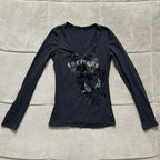 T-shirt court à manches longues pour femmes