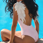 Maillot de bain une pièce à dos ouvert et ailes d'ange pour femmes