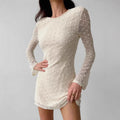 Robe courte moulante sexy en jacquard convexe pour femmes
