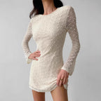 Robe courte moulante sexy en jacquard convexe pour femmes