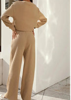 Ensemble deux pièces pantalon et sweat à capuche col rond pour femmes