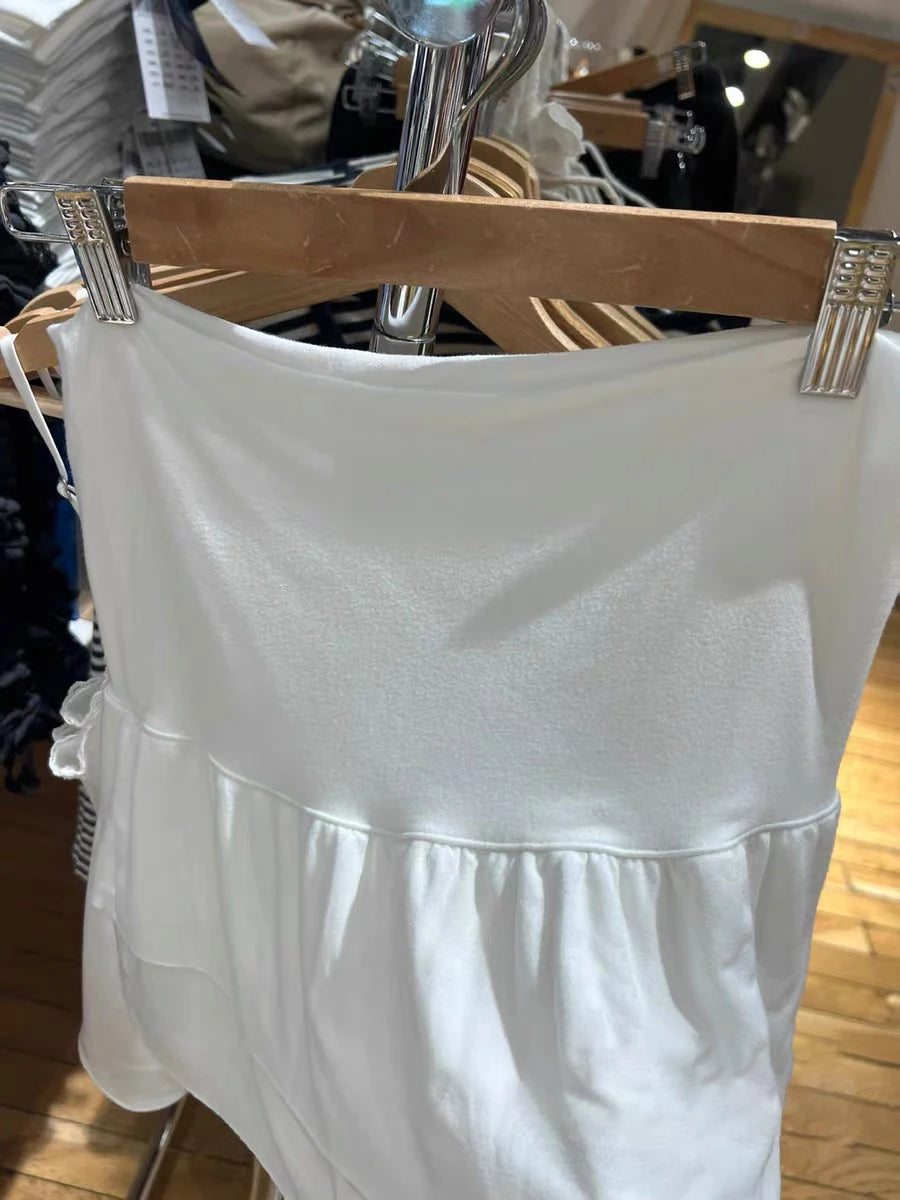 Mini jupes à volants blancs rabattables pour femme