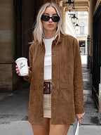 Veste en cuir suédé marron pour femmes