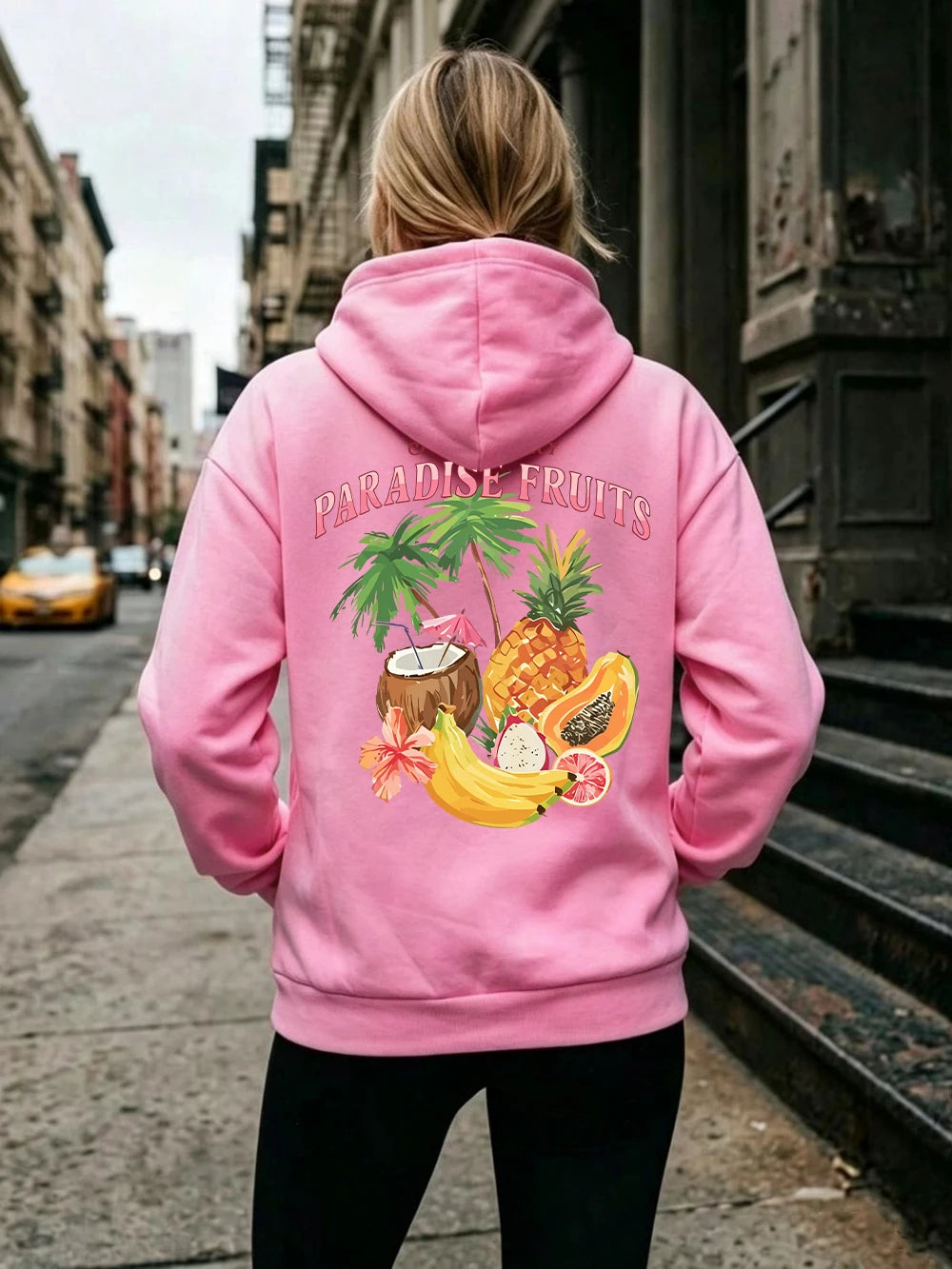 Sweat à capuche imprimé fruits du paradis frais et juteux pour femmes