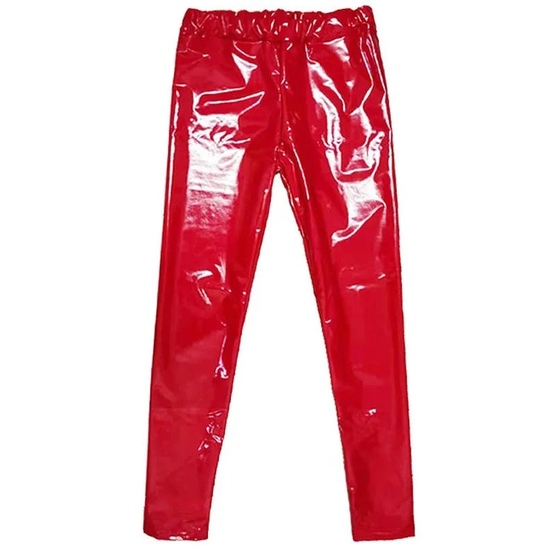 Leggings en cuir PU réfléchissant brillant pour femmes