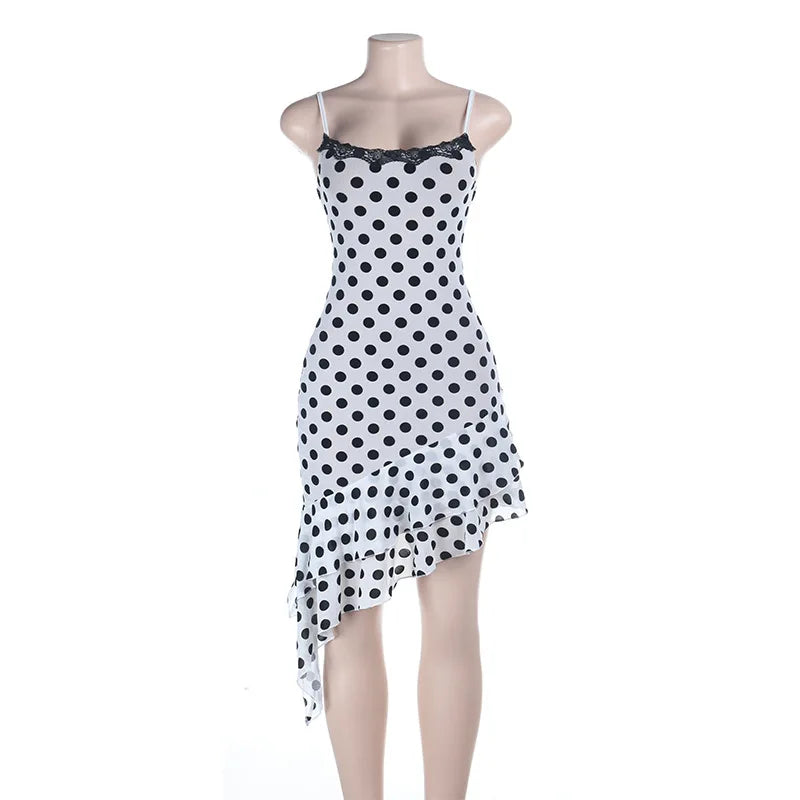 Robe mini sexy à pois pour femmes