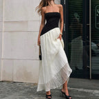 Robe longue bustier contrastée pour femmes