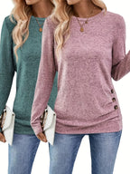 T-Shirt froncé à décor de boutons pour femmes