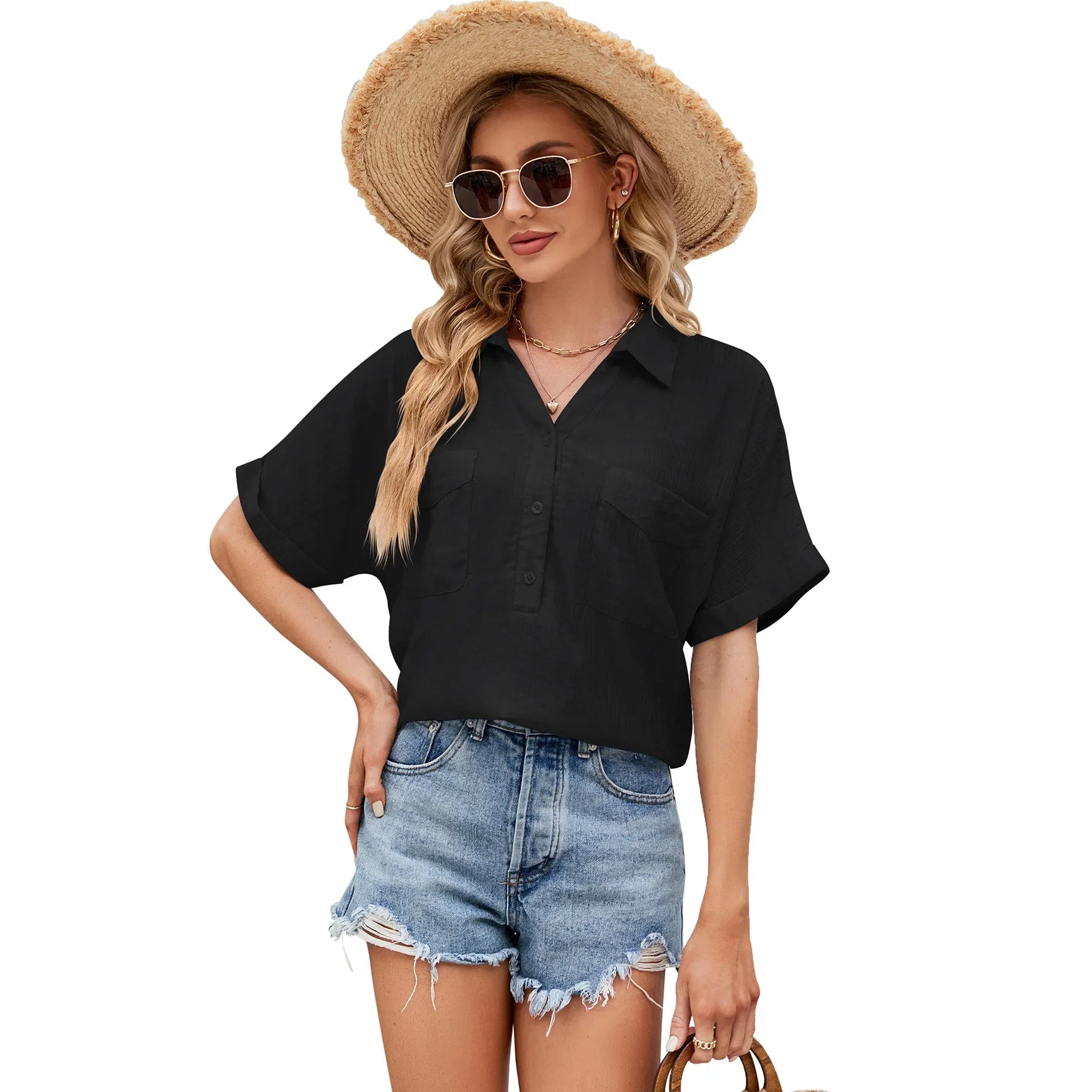 Chemise respirante à manches courtes pour femmes