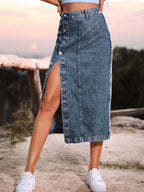 Jupes longues en Denim taille haute décontractée moulante pour femmes