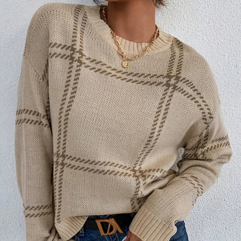 Pull ample à rayures beiges pour femmes