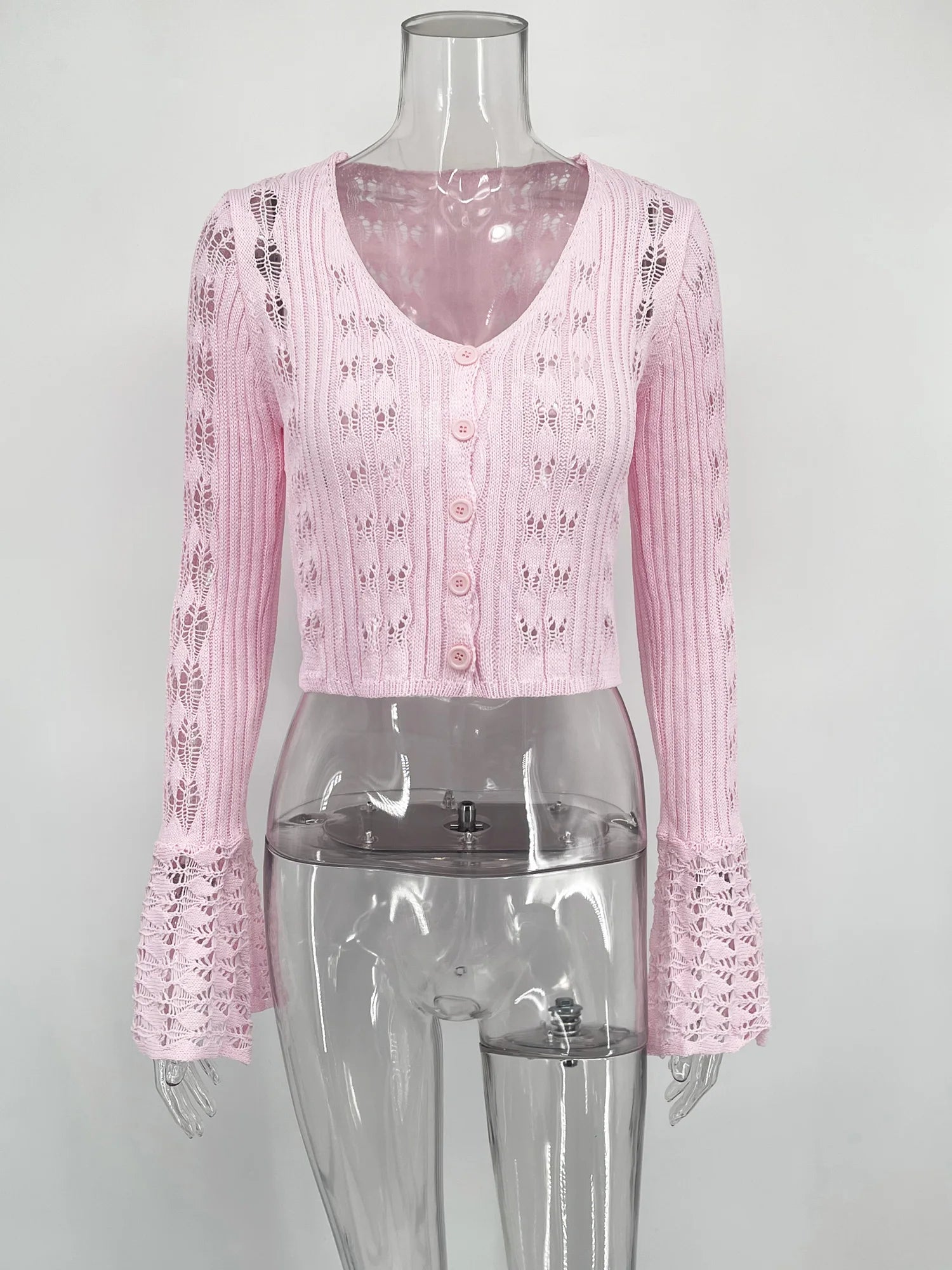 Cardigan tricoté ajouré pour femme