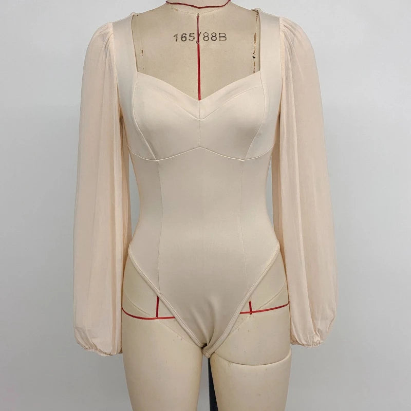Body moulante élégante et tendance à manches longues pour femmes