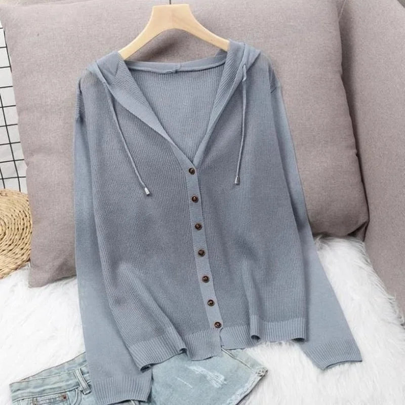 Cardigan en tricot évidé pour femmes