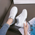 Baskets épaisses de 8cm en cuir véritable pour femmes
