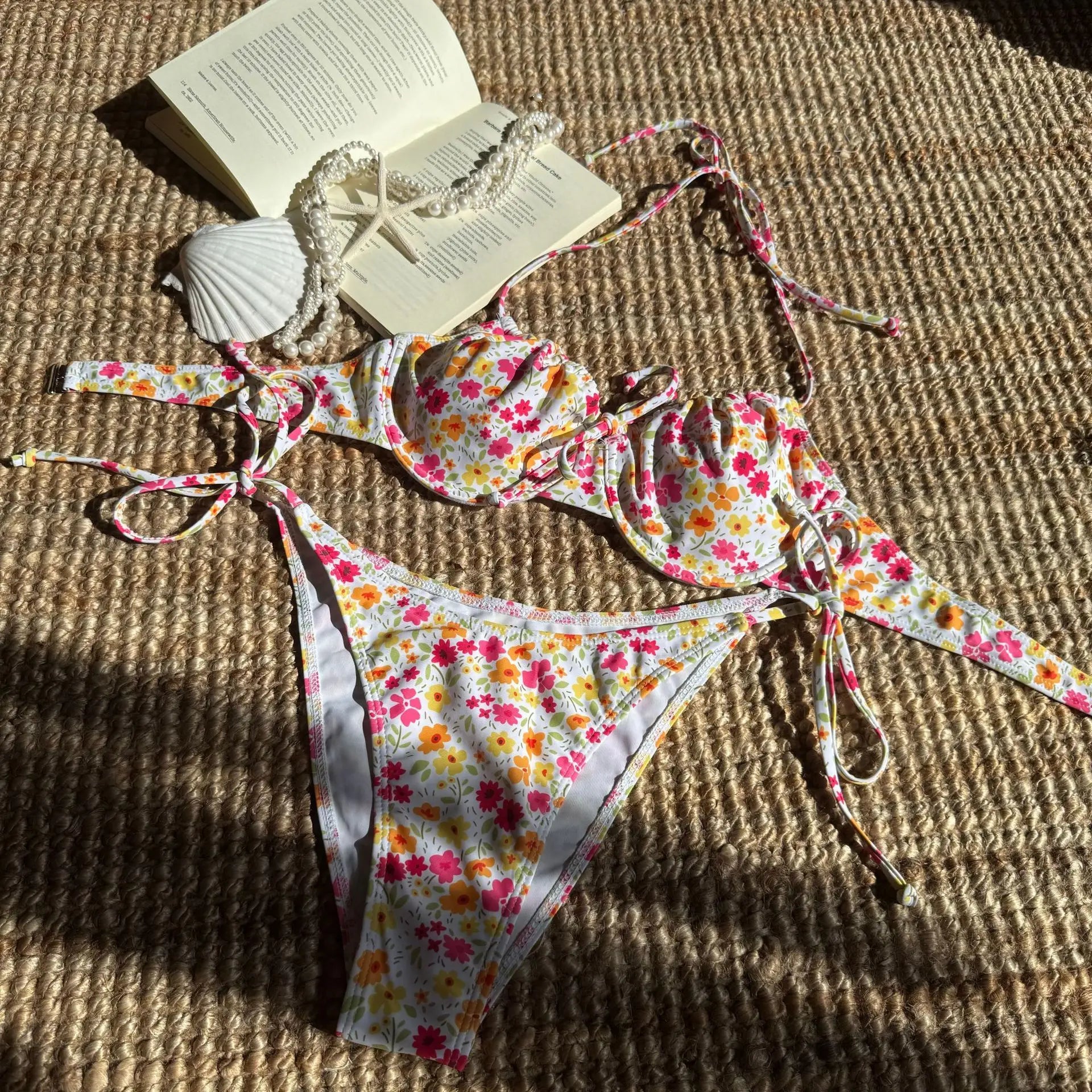 Maillot de bain deux pièces sexy à armatures et imprimé floral pour femmes