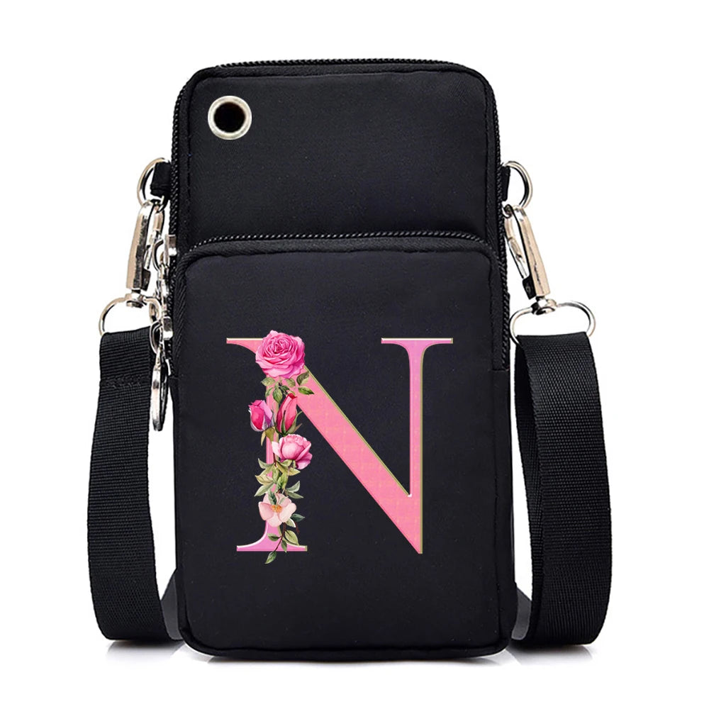 Sac à bandoulière série lettres Sakura rose pour téléphone portable pour femmes