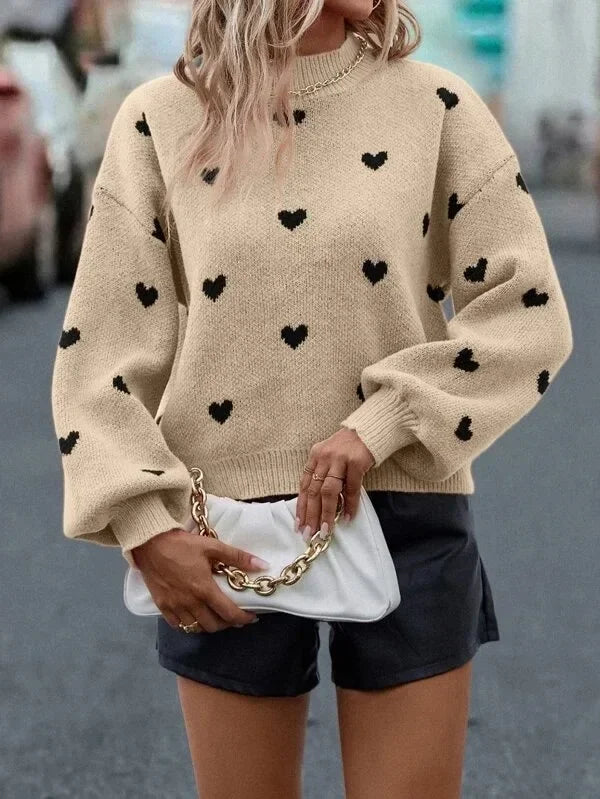 Pull ample à manches longues lanterne tricots pour femmes